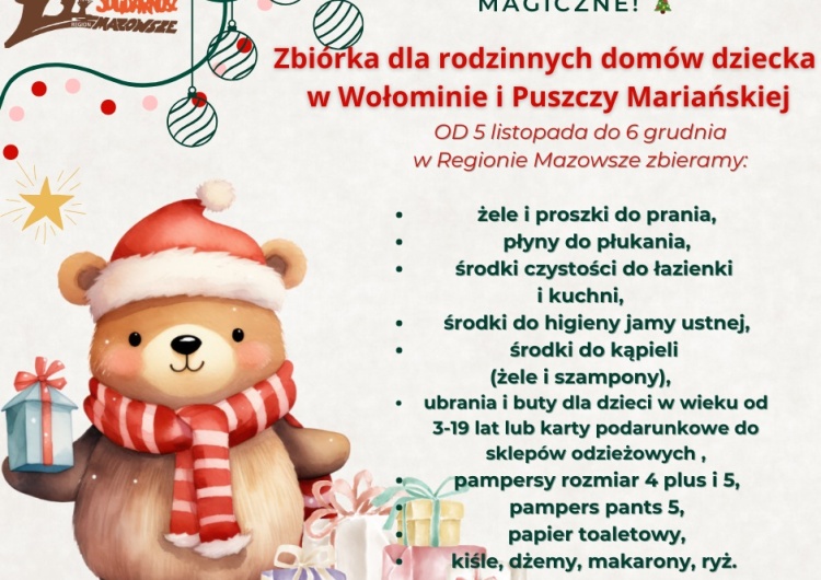 Mazowiecka “S”: Zbiórka darów dary dla rodzinnych domów dziecka