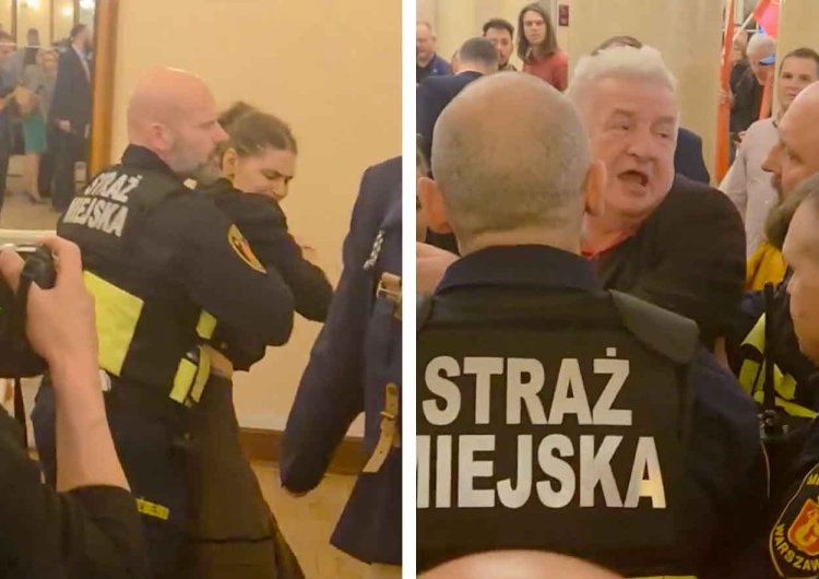 Awantura przed sesją Rady Warszawy Dantejskie sceny przed sesją Rady Warszawy. Służby użyły siły