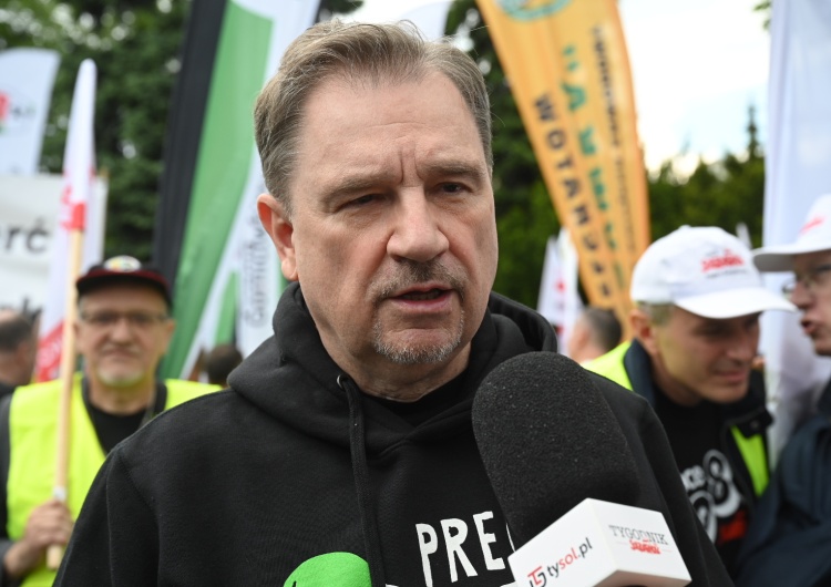 Piotr Duda, szef Solidarności Piotr Duda na proteście hutników: Precz z Zielonym Ładem! Hutnicy dają życie i tlen naszej gospodarce