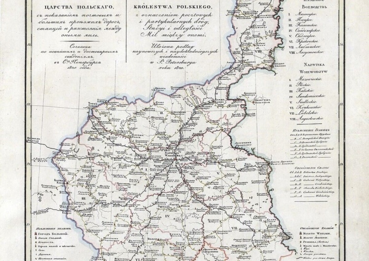 Mapa Królestwa Polskiego(Kongresowego) 210 lat temu powołano do życia Królestwo Polskie