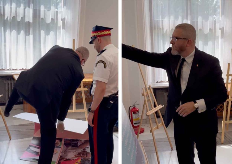 Grzegorz Braun zniszczył sejmową wystawę Grzegorz Braun zniszczył wystawę LGBT w Sejmie