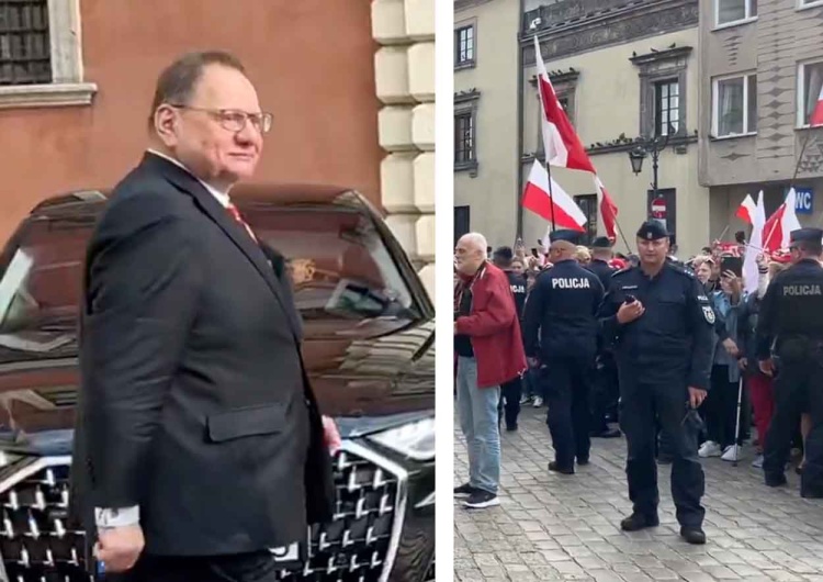 Ryszard Kalisz opuszczający Zamek Królewski Ryszard Kalisz opuszczał Zamek Królewski wśród okrzyków