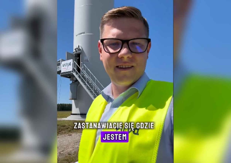 Poseł KO Patryk Jaskulski Posłowie KO na imprezie wiatrakowego koncernu z Belgii
