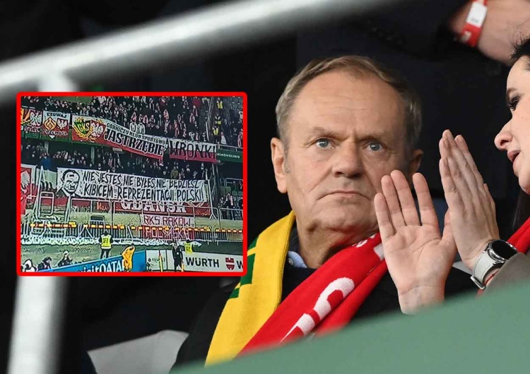 Premier Donald Tusk podczas meczu w Kownie Litwa – Polska. Tak kibice powitali Donalda Tuska na trybunach