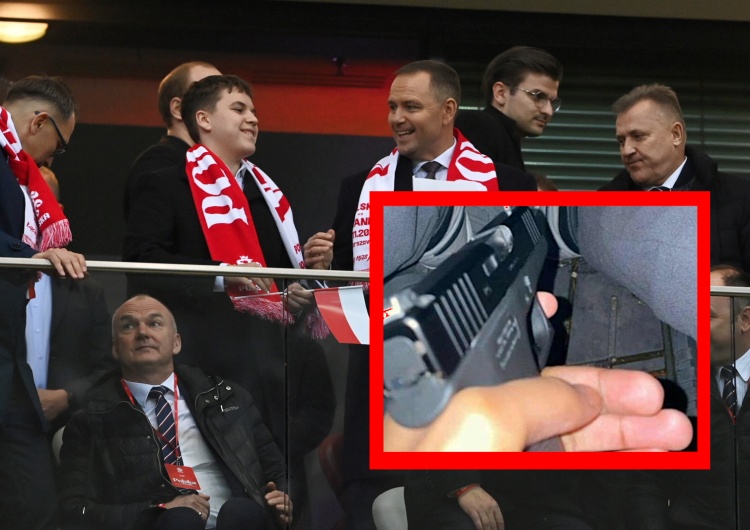 Karol Nawrocki na meczu Polska-Holandia 