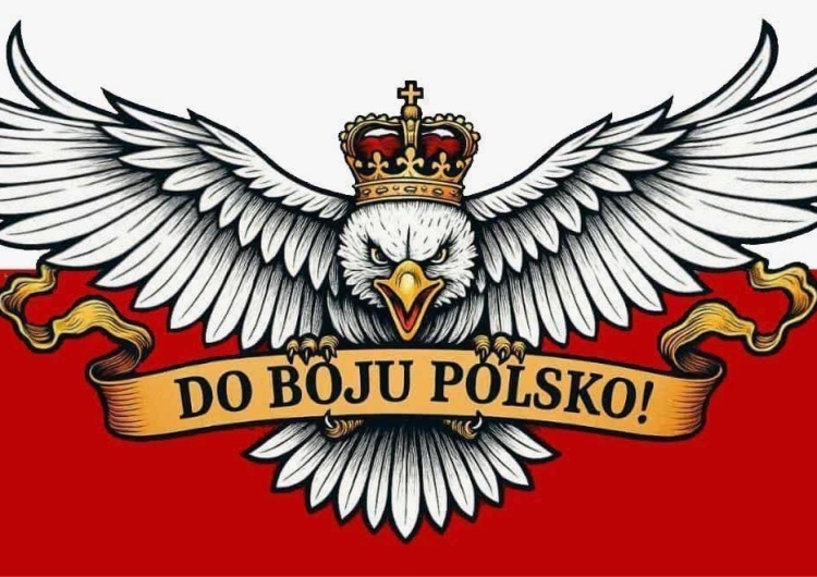 Grafika z patriotyczną oprawą Zakazana na Stadionie Narodowym patriotyczna oprawa wyświetlona na Pałacu Prezydenckim