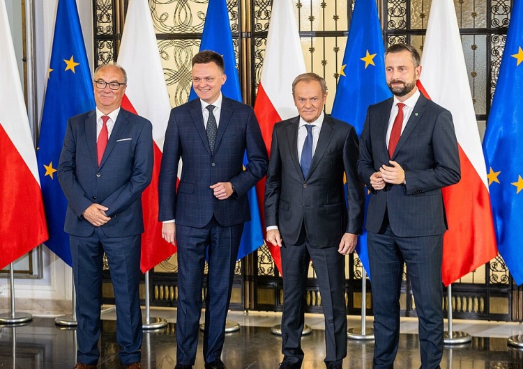 Donald Tusk, Władysław Kosiniak-Kamysz, Włodzimierz Czarzasty, Szymon Hołownia