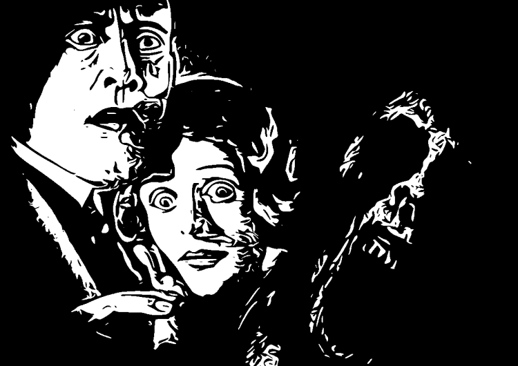 Przestraszona kobieta i przestraszony mężczyzna. Ilustracja poglądowa