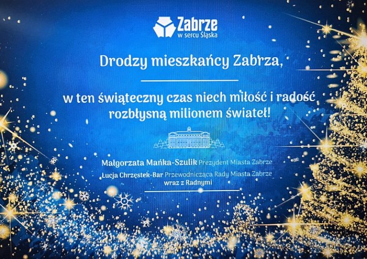 Bożonarodzeniowe życzenia zabrzańskich władz Świąteczne życzenia władz Zabrza bez żadnego nawiązania do narodzin Jezusa