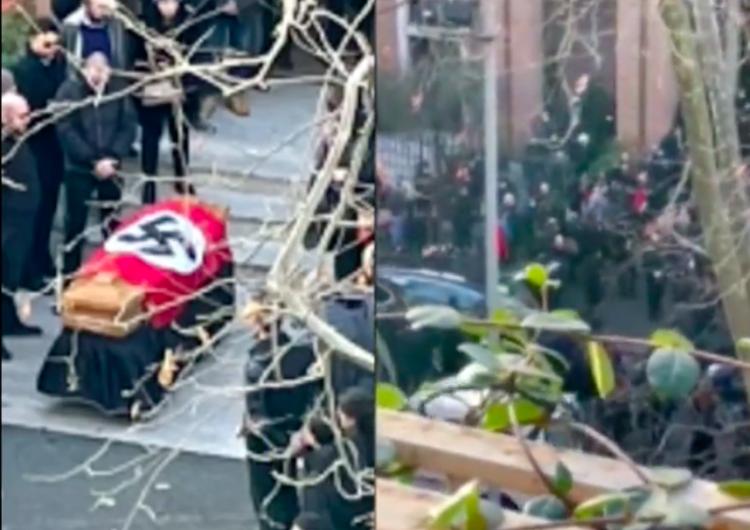  Mieszkańcy Rzymu przecierają oczy! Flaga ze swastyką na trumnie i nazistowskie pozdrowienia [WIDEO]