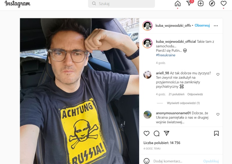 Kuba Wojewódzki w koszulce