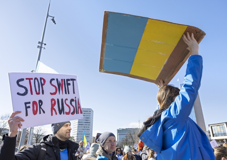 Protest przeciwko rosyjskiemu atakowi na Ukrainę w Genewie, fot. ilustracyjna