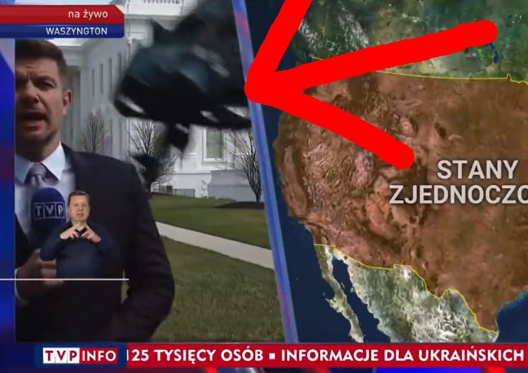 Rafał Stańczyk Nietypowa sytuacja. Korespondent TVP w Waszyngtonie nawet się nie zająknął, kiedy spadał na niego element wyposażenia [WIDEO]