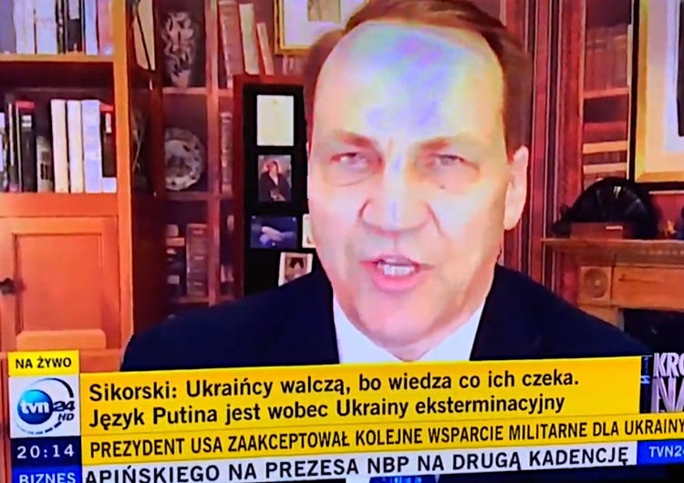 Radosław Sikorski, TVN24 „Róbta, co chceta”. Zdziczenie rosyjskich żołnierzy Sikorski określił hasłem Owsiaka na antenie TVN24 [WIDEO]