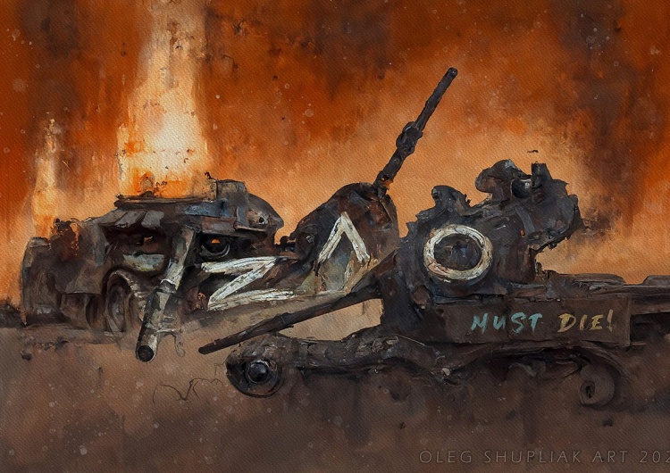 Zniszczone rosyjskie czołgi. Grafika 