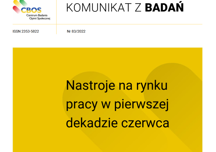 CBOS CBOS opublikował komunikat o rynku pracy w czerwcu