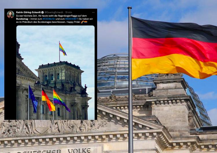 Flaga LGBT zawisła nad siedzibą Bundestagu
