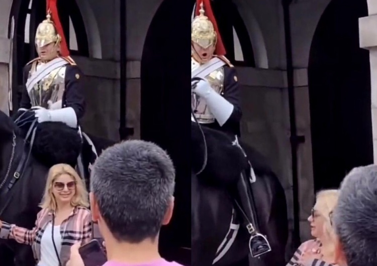 Gwardzista brytyjskiej królowej nie wytrzymał  Gwardzista brytyjskiej królowej nie wytrzymał. Turystka wystawiła jego cierpliwość na próbę [WIDEO]