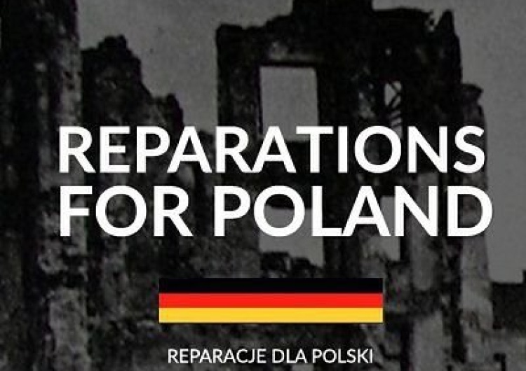 Jedna z grafik akcji #ReparationsForPoland Wielka akcja internautów na Twitterze #ReparationsForPoland