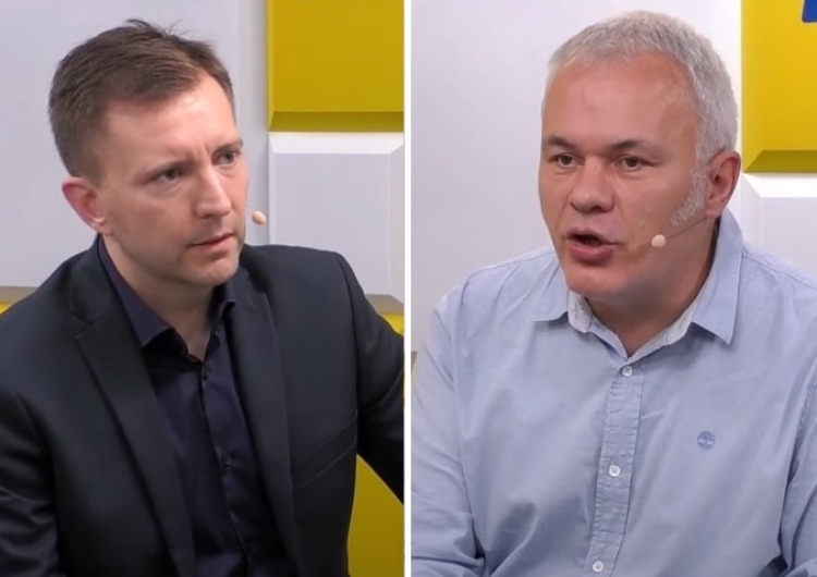Łukasz Schreiber i Robert Mazurek Schreiber zapytany przez Mazurka o żonę. Minister nie wytrzymał