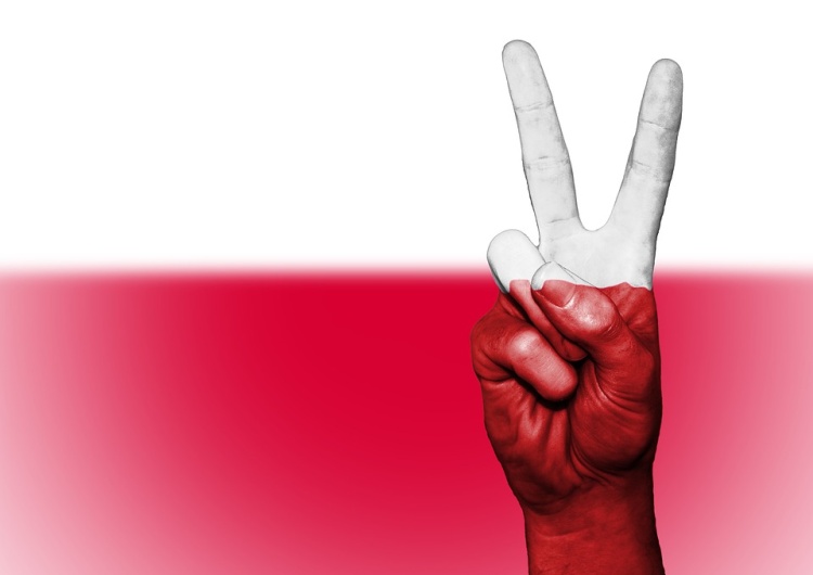 Polska flaga z gestem