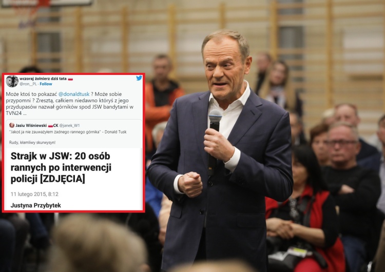 Przewodniczący PO Donald Tusk w Piasecznie Tusk twierdzi, że „strzelanie do górników za rządów PO” to kłamstwo. Internauci mu przypomnieli