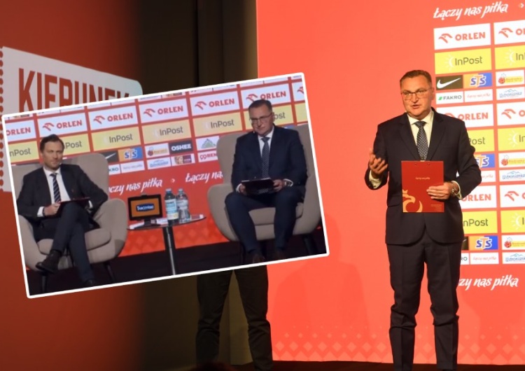 Czesław Michniewicz podczas ogłoszenia kadry na mundial w Katarze Zgrzyt podczas powołań na mundial. Zadał pytanie o Dominika G. ps. „Grucha”