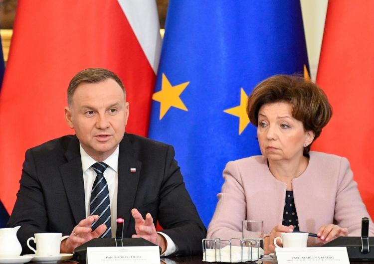 Prezydent RP Andrzej Duda z minister rodziny i polityki społecznej Marleną Maląg Andrzej Duda: Rada Dialogu Społecznego ma teraz fundamentalne znaczenie