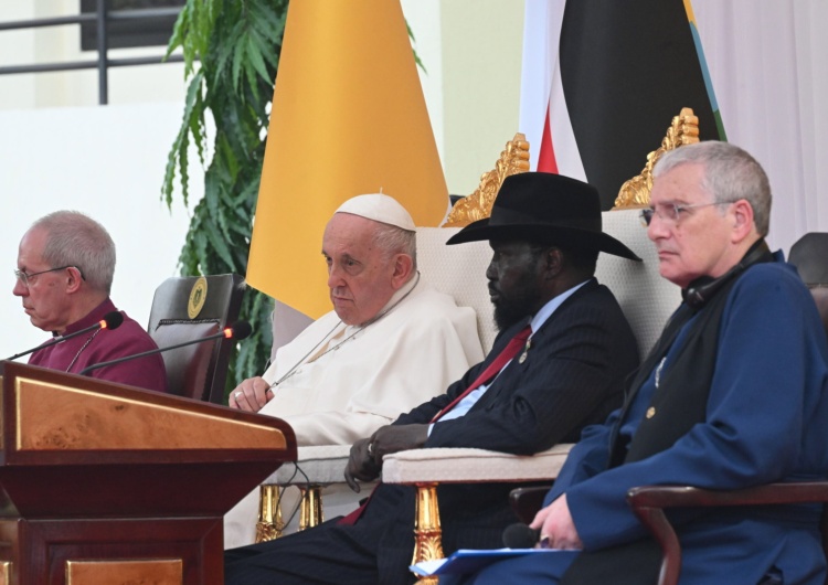 Od lewej: abp Justin Welby, papież Franciszek, prezydent Salva Kiir Mayardit, pastor Iain Greenshields „Przybywam jako pielgrzym pojednania