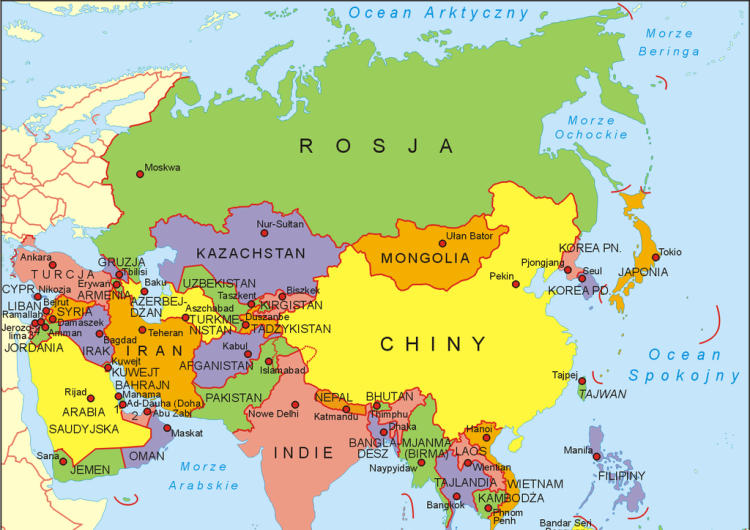 Mapa polityczna Azji  Prof. Grzegorz Górski: Rozszarpywania Rosji faza pierwsza