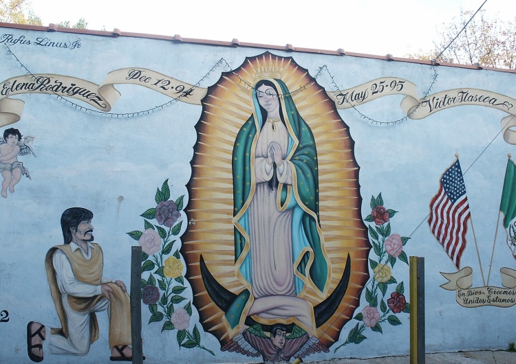 Matka Boża z Guadalupe i św. Juan Diego, mural Kościół wspomina dziś św. Jana Diego, pierwszego indiańskiego świętego
