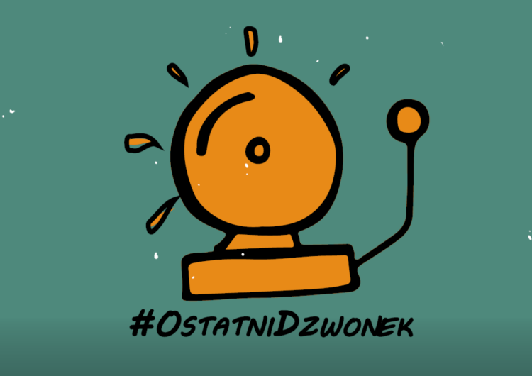 Logo kampanii #OstatniDzwonek #OstatniDzwonek na prawa pracownika w programie nauczania – kampania NSZZ „Solidarność”